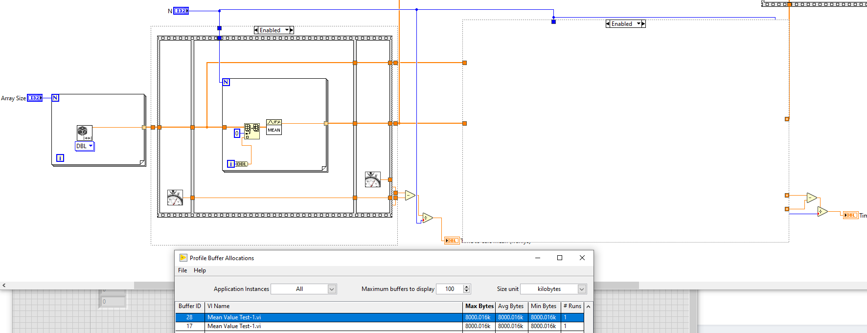 Calculate Mean Value of Array (lvanlys vs native) - LabVIEW General - LAVA